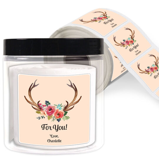 Decorated Antler Gift Stickers in a Jar